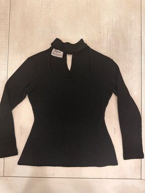 Vintage Sourire de Simon Azoulay Choker Neck Top – Black Metallic–Size M France